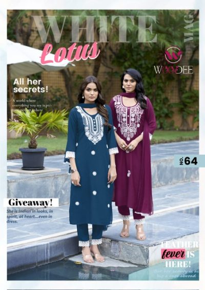 WOODEE WHITE LOTUS RAYON READYMADE KURTI