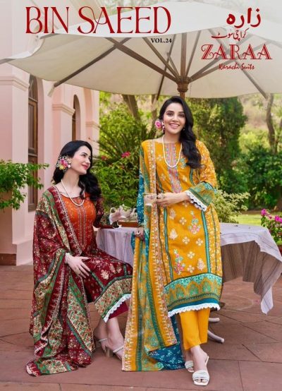ZAARA PRINT BIN SAEED VOL 24 PURE COTTON SUITS