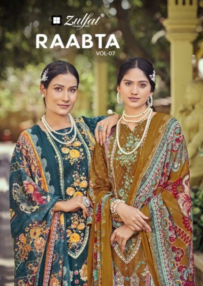 ZULFAT RAABTA VOL 7 PURE JAM COTTON PRINTED SUITS