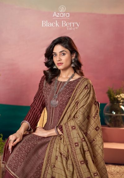 AZARA BLACK BERRY VOL 17 COTTON PRINTED SUITS