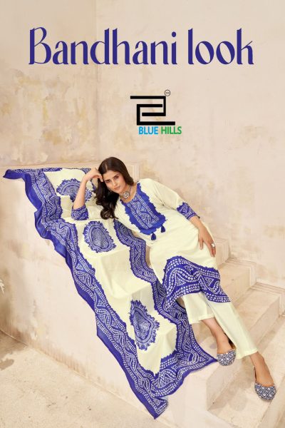 BLUE HILLS BHANDANI LOOK MUSLIN PRINTED KURTI