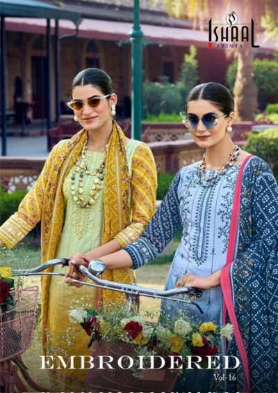 ISHAAL PRINTS EMBROIDERED VOL 16 PURE LAWN SUITS