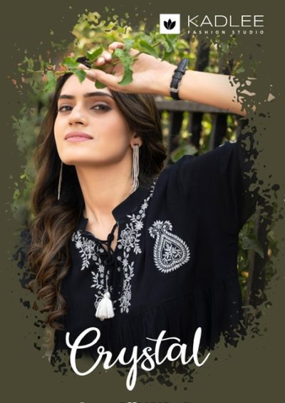 KADLEE CRYSTAL RAYON EMBROIDERY SHORT KURTI