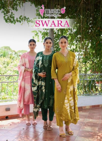 MYSTIC 9 SWARA VOL 3 RAYON NECK EMBROIDERY KURTI