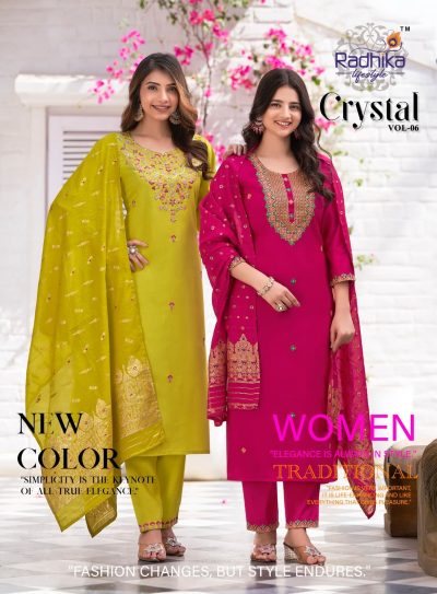 RADHIKA LIFESTYLE CRYSTAL VOL 6 ROMAN SILK KURTI