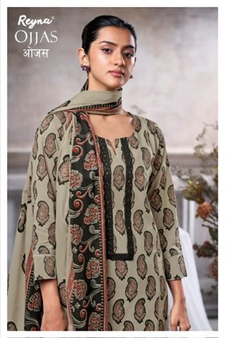 REYNA OJJAS COTTON PRINTED WITH BORDER SUITS