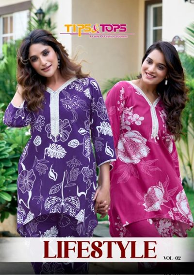 TIPS & TOPS LIFESTYLE VOL 2 RAYON PRINTED CO ORD SET