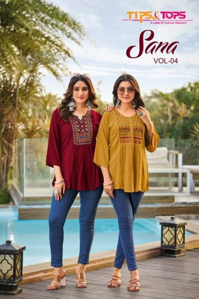 TIPS & TOPS SANA VOL 4 RAYON SHORT KURTI SUPPLIER