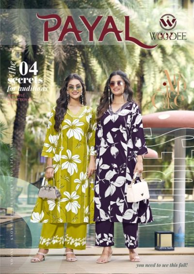 WOODEE PAYAL RAYON PRINTED CO-ORD SET CATALOGUE