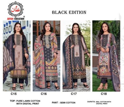 AFFAN CREATION BLACK EDITION COTTON PRINTED SUITS