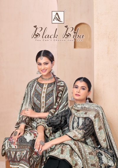 ALOK SUIT BLACK BIBA VISCOSE PRINTED SALWAR SUITS
