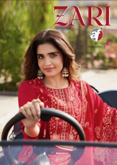 ANJU FABRICS ZARI PURE DOLA SILK READYMADE KURTI