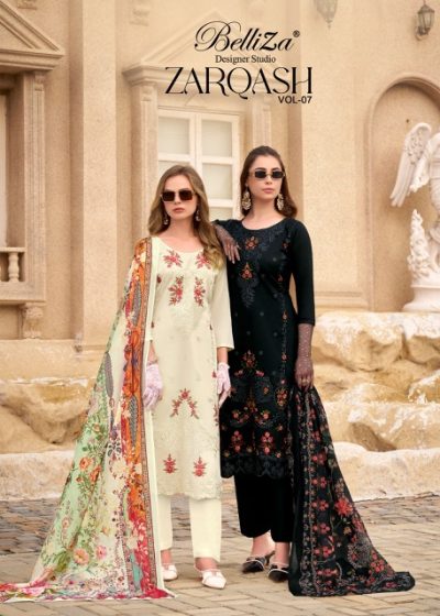 BELLIZA ZARQASH VOL 7 PURE JAM EMBROIDERY SUITS