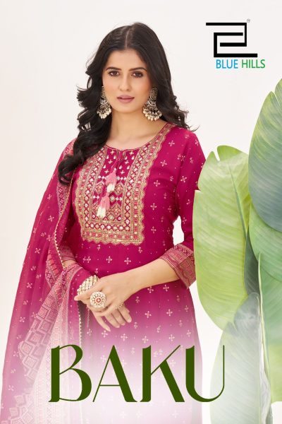 BLUE HILLS BAKU READYMADE CHANDERI KURTIS CATALOG