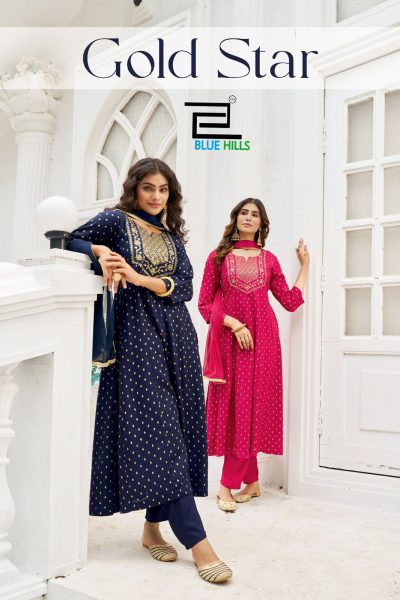 BLUE HILLS GOLD STAR RAYON PRINTED KURTI CATALOGUE