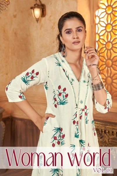 BLUE HILLS WOMAN WORLD VOL 1 RAYON PRINTED KURTI