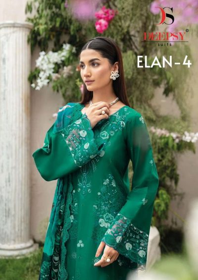 DEEPSY SUITS ELAN VOL 4 COTTON EMBROIDERY SUITS