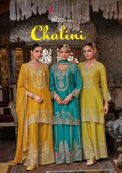 EBA LIFESTYLE CHALINI CHINON EMBROIDERY SUITS