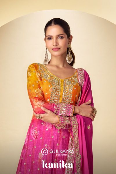 GULKAYRA DESIGNER KANIKA CHINON FANCY WORK SUITS