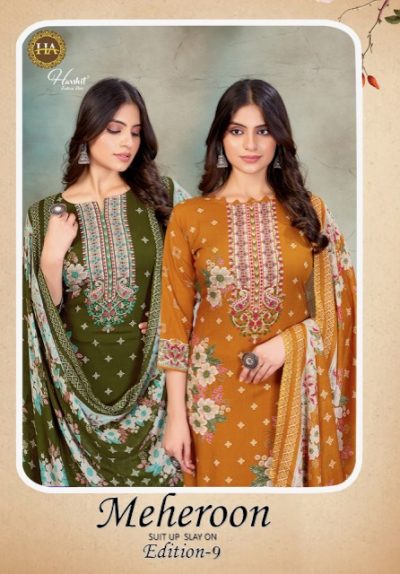 HARSHIT FASHION MEHEROON 9 PURE VISCOSE SUITS