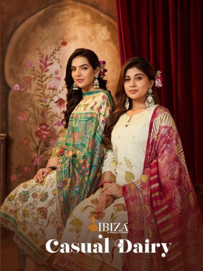 IBIZA CASUAI DAIRY SILK PRINTED EMBROIDERY SUITS