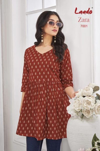 LAADO ZARA VOL 7 COTTON PRINTED SHORT KURTI