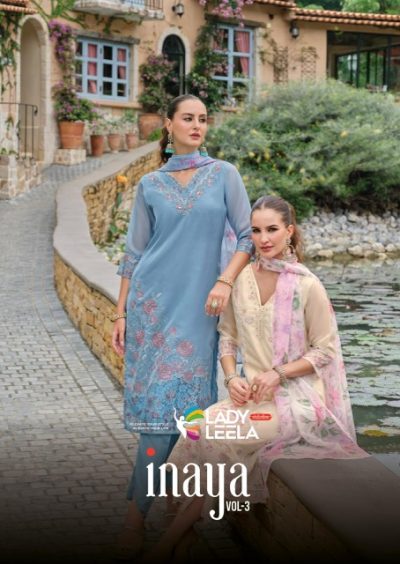 LADY LEELA INAYA VOL 3 ORGANZA EMBROIDERY KURTI
