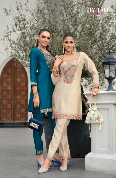 LILY & LALI ANORA TISSUE SILK EMBROIDERY CO ORD SET