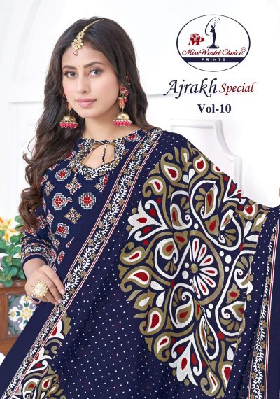 MISS WORLD AJRAKH VOL 10 COTTON READYMADE SUITS