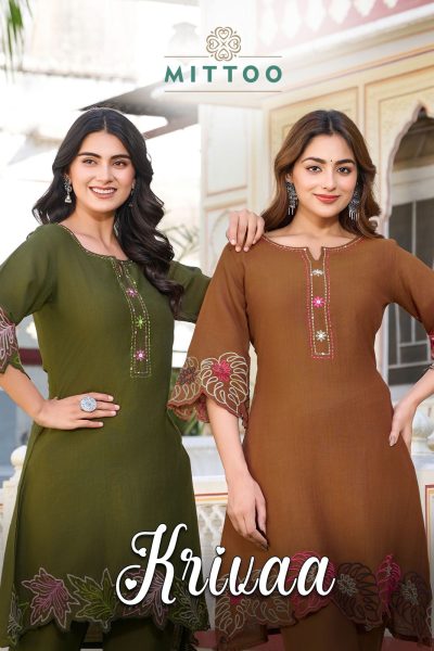 MITTOO KRIVAA VISCOSE EMBROIDERY CO ORD SET