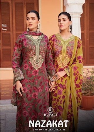 RUPALI FASHION NAZAKAT JAAM SATIN PRINTED SUITS