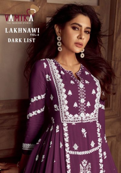VAMIKA LAKHNAWI VOL 4 DARK LIST RAYON KURTI SUPPLIER