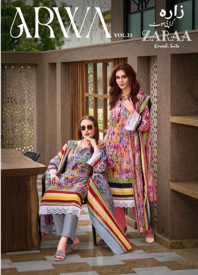 ZARAA PRINT ARWA VOL 25 PURE COTTON PRINTED SUITS