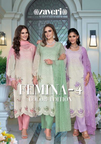 ZAVERI FEMINA VOL 4 COLOR EDITION ORGANZA SUITS