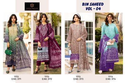 AALIZ PRINTS BIN SAHEED VOL 4 PURE COTTON SUITS CATALOG