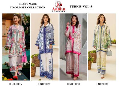 AASHA DESIGNER TURKIS VOL 5 READYMADE CORD SETS