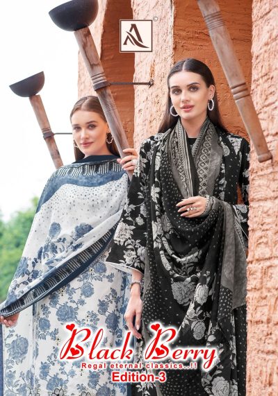 ALOK SUIT BLACK BERRY EDITION 3 PURE COTTON SUITS