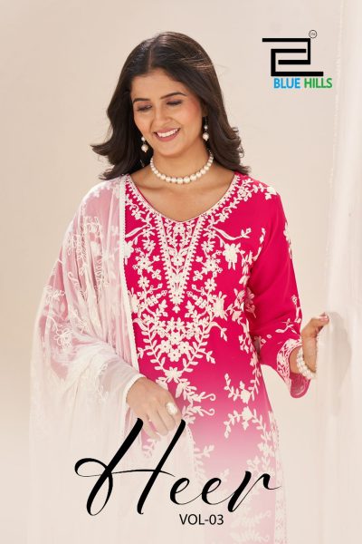BLUE HILLS HEER VOL 3 REYON EMBROIDERY KURTIS