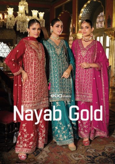 EBA LIFESTYLE NAYAB GOLD READYMADE CHINNON SUITS