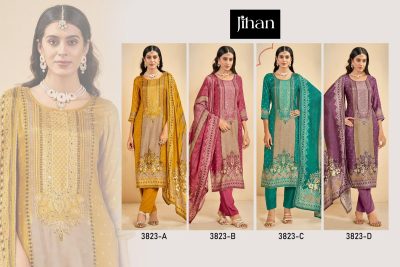 JIHAN 3823 PURE VISCOSE MUSLIN HANDWORK SUITS