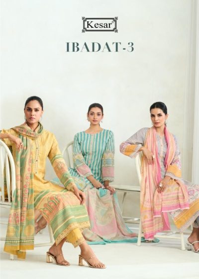 KESAR KARACHI IBAADAT VOL 3 LAWN COTTON SUITS CATALOG