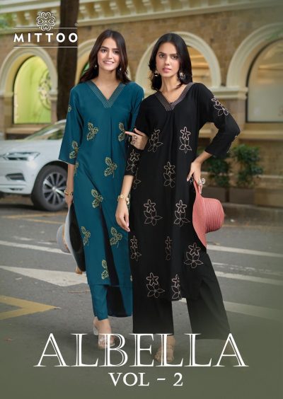 MITTOO ALBELA VOL 2 REYON EMBROIDERED KURTIS