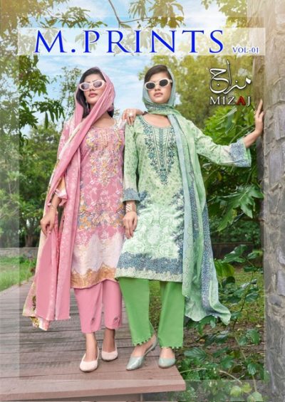 MIZAJ M PRINTS VOL 1 COTTON EMBROIDERY SUITS