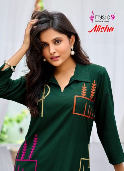 MYSTIC 9 ALISHA REYON READYMADE KURTIS CATALOGUE