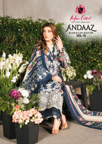 NAFISA COTTON ANDAAZ VOL 10 KARACHI SUITS CATALOG