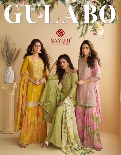 SAYURI DESIGNER GULABO PREMIUM CHINNON SILK SUITS