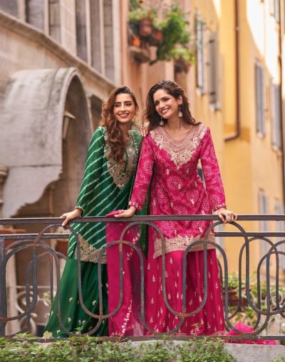 SAYURI DESIGNER MEENA READYMADE CHINNON SUITS