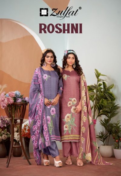 ZULFAT DESIGNER ROSHNI PURE JAM COTTON SUITS