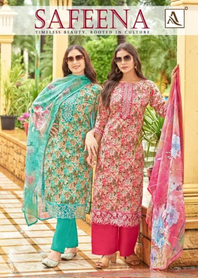 ALOK SUITS SAFEENA PURE ZAM COTTON SUITS CATALOG