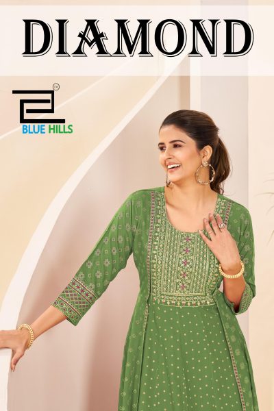 BLUE HILLS DIAMOND RAYON ANARKALI KURTIS CATALOG